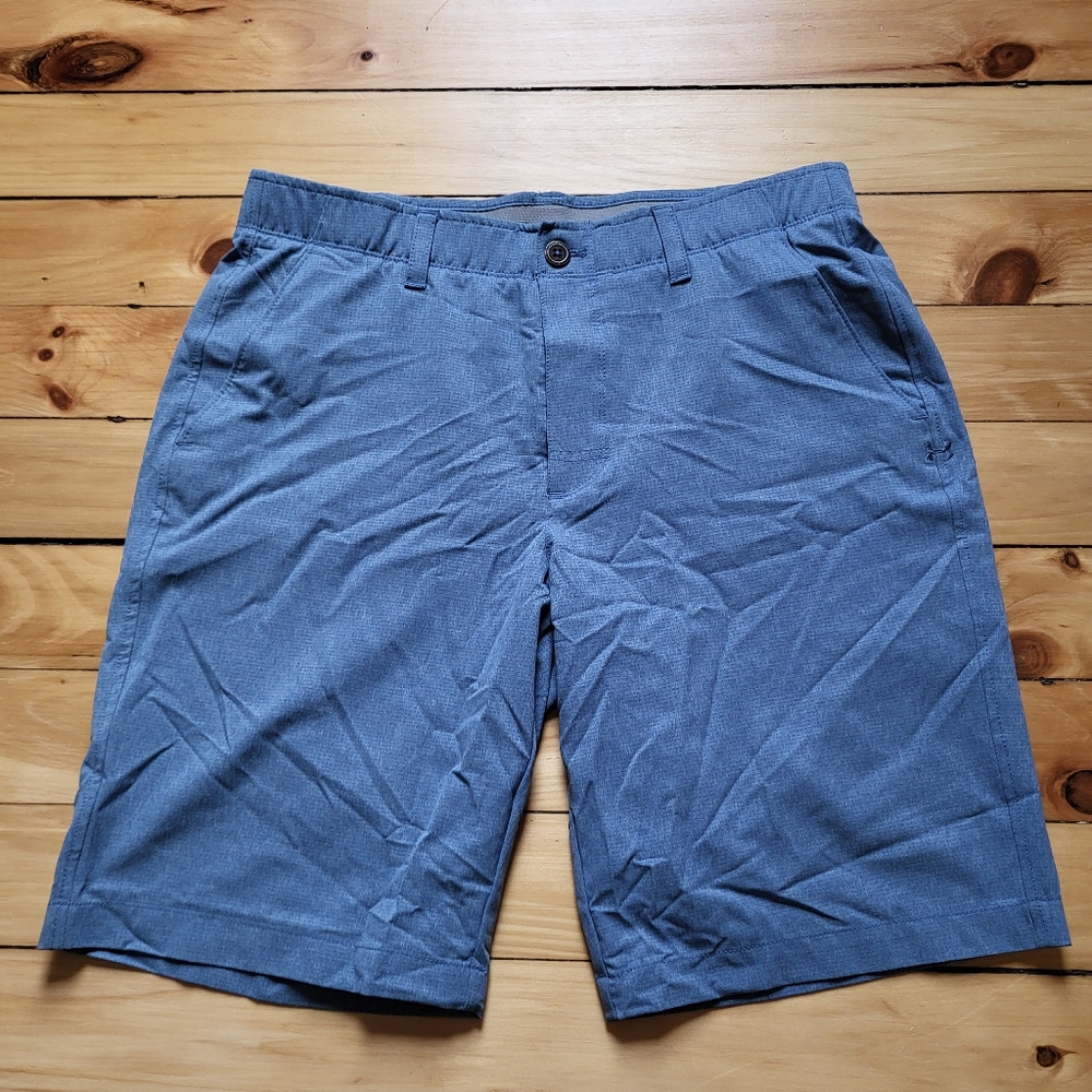 Under Armour Golf Shorts Mens 32 Blue Match Play Polyester Elastic Waist Preppy